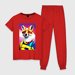 Пижама хлопковая женская Fox - pop art - fashionista, цвет: красный