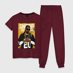 Пижама хлопковая женская Snoop dogg с цепями, цвет: меланж-бордовый