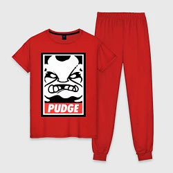 Пижама хлопковая женская Pudge Poster, цвет: красный