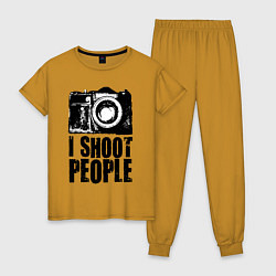 Пижама хлопковая женская Shoot photographer, цвет: горчичный