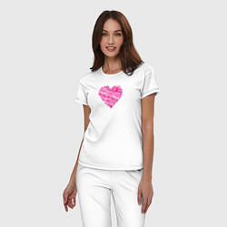 Пижама хлопковая женская Сердце фломастером, цвет: белый — фото 2