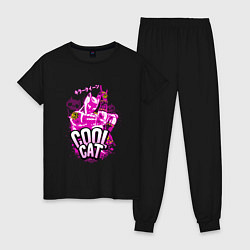 Пижама хлопковая женская Cool cat- Killer queen- Jo jo, цвет: черный