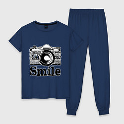 Пижама хлопковая женская Smile camera, цвет: тёмно-синий