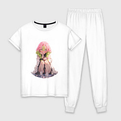 Пижама хлопковая женская Kanroji-tan, цвет: белый