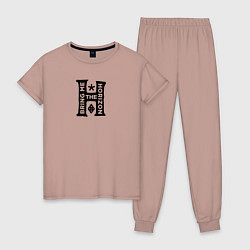 Пижама хлопковая женская Bring Me The Horizon emblem, цвет: пыльно-розовый