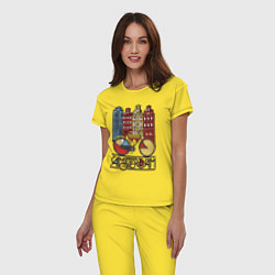 Пижама хлопковая женская Amsterdam bike, цвет: желтый — фото 2