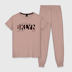 Пижама хлопковая женская Brooklyn, BKLYN, цвет: пыльно-розовый