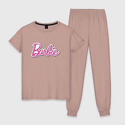Пижама хлопковая женская Barbie title, цвет: пыльно-розовый