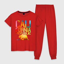 Пижама хлопковая женская Republic California, цвет: красный