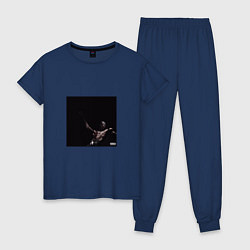 Пижама хлопковая женская Трэвис Скотт - альбом utopia, цвет: тёмно-синий