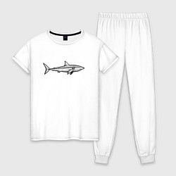Пижама хлопковая женская Акула профиль, цвет: белый