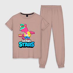 Пижама хлопковая женская Doug brawl stars, цвет: пыльно-розовый