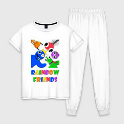 Пижама хлопковая женская Rainbow Friends персонажи, цвет: белый