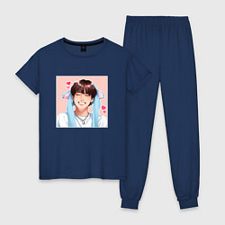 Пижама хлопковая женская Han - Stray Kids, цвет: тёмно-синий