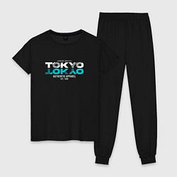 Пижама хлопковая женская Tokyo Inscription, цвет: черный