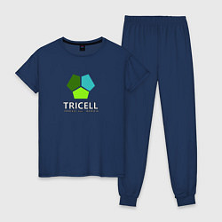 Пижама хлопковая женская Tricell Inc, цвет: тёмно-синий