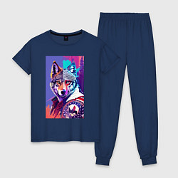Женская пижама Стилизованный волк - поп-арт