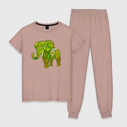 Пижама хлопковая женская Зелёный слон, цвет: пыльно-розовый