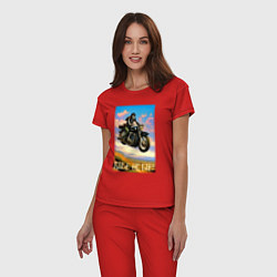 Пижама хлопковая женская Ride or die - crazy racer - neural network, цвет: красный — фото 2