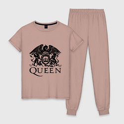Пижама хлопковая женская Queen - logo, цвет: пыльно-розовый