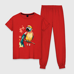 Женская пижама Попугай в брызгах краски