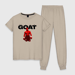 Пижама хлопковая женская GOAT - Mike Tyson, цвет: миндальный