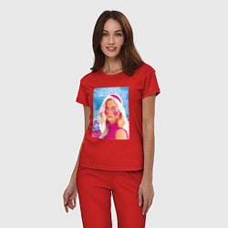 Пижама хлопковая женская Барби Марго Робби, цвет: красный — фото 2