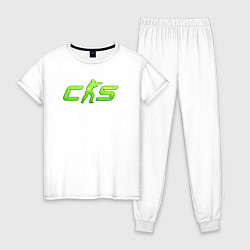Пижама хлопковая женская CS2 green logo, цвет: белый