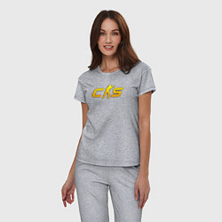 Пижама хлопковая женская CS2 yellow logo, цвет: меланж — фото 2