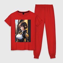 Пижама хлопковая женская Стимпанк девушка аниме, цвет: красный