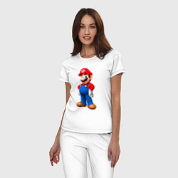 Пижама хлопковая женская Марио стоит, цвет: белый — фото 2