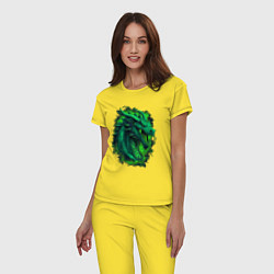 Пижама хлопковая женская Дракон 2024 зеленый, цвет: желтый — фото 2