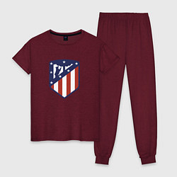 Пижама хлопковая женская Atletico Madrid FC, цвет: меланж-бордовый