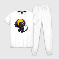 Пижама хлопковая женская Cat dragon, цвет: белый