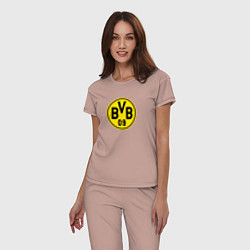 Пижама хлопковая женская Borussia fc sport, цвет: пыльно-розовый — фото 2