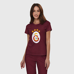 Пижама хлопковая женская Galatasaray fc sport, цвет: меланж-бордовый — фото 2