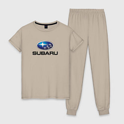 Пижама хлопковая женская Subaru sport auto, цвет: миндальный