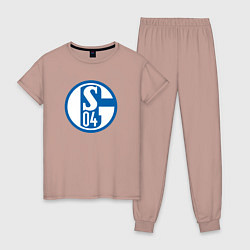 Пижама хлопковая женская Schalke 04 fc club, цвет: пыльно-розовый