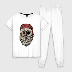 Пижама хлопковая женская Санта полузомби, цвет: белый