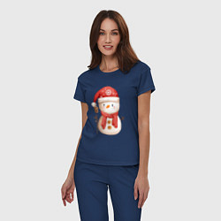 Пижама хлопковая женская Маленький снеговик, цвет: тёмно-синий — фото 2