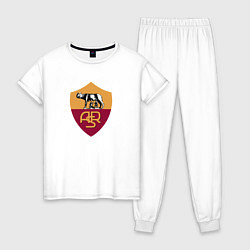 Пижама хлопковая женская Roma fc club, цвет: белый