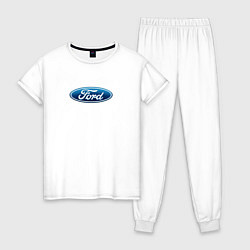 Пижама хлопковая женская Ford usa auto brend, цвет: белый