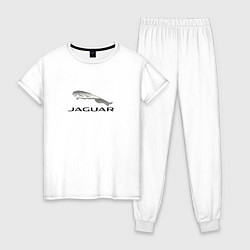 Пижама хлопковая женская Ягуар спорт кар, цвет: белый