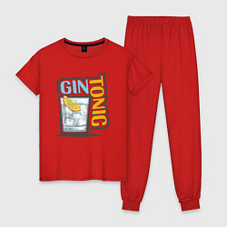 Пижама хлопковая женская Джин-тоник, цвет: красный