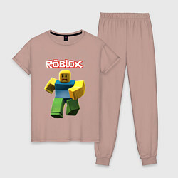 Пижама хлопковая женская Roblox бегущий персонаж, цвет: пыльно-розовый