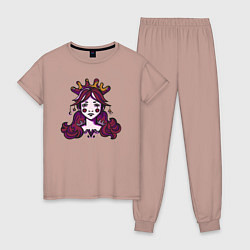 Пижама хлопковая женская Принцесса витражный портрет, цвет: пыльно-розовый