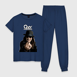 Пижама хлопковая женская Ozzy Osbourne fist, цвет: тёмно-синий