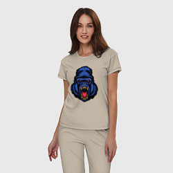 Пижама хлопковая женская Blue monkey, цвет: миндальный — фото 2
