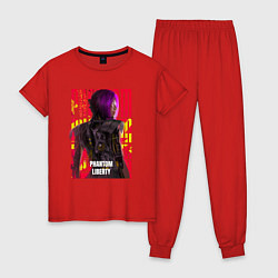 Пижама хлопковая женская Cyberpunk 2077 Phantom Liberty: Songbird, цвет: красный