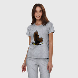 Пижама хлопковая женская Летящий орёл, цвет: меланж — фото 2